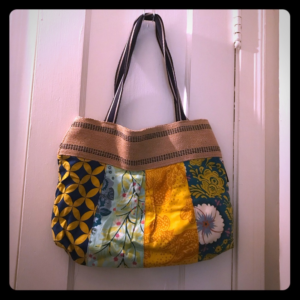 Multicolored patchwork shoulder bag